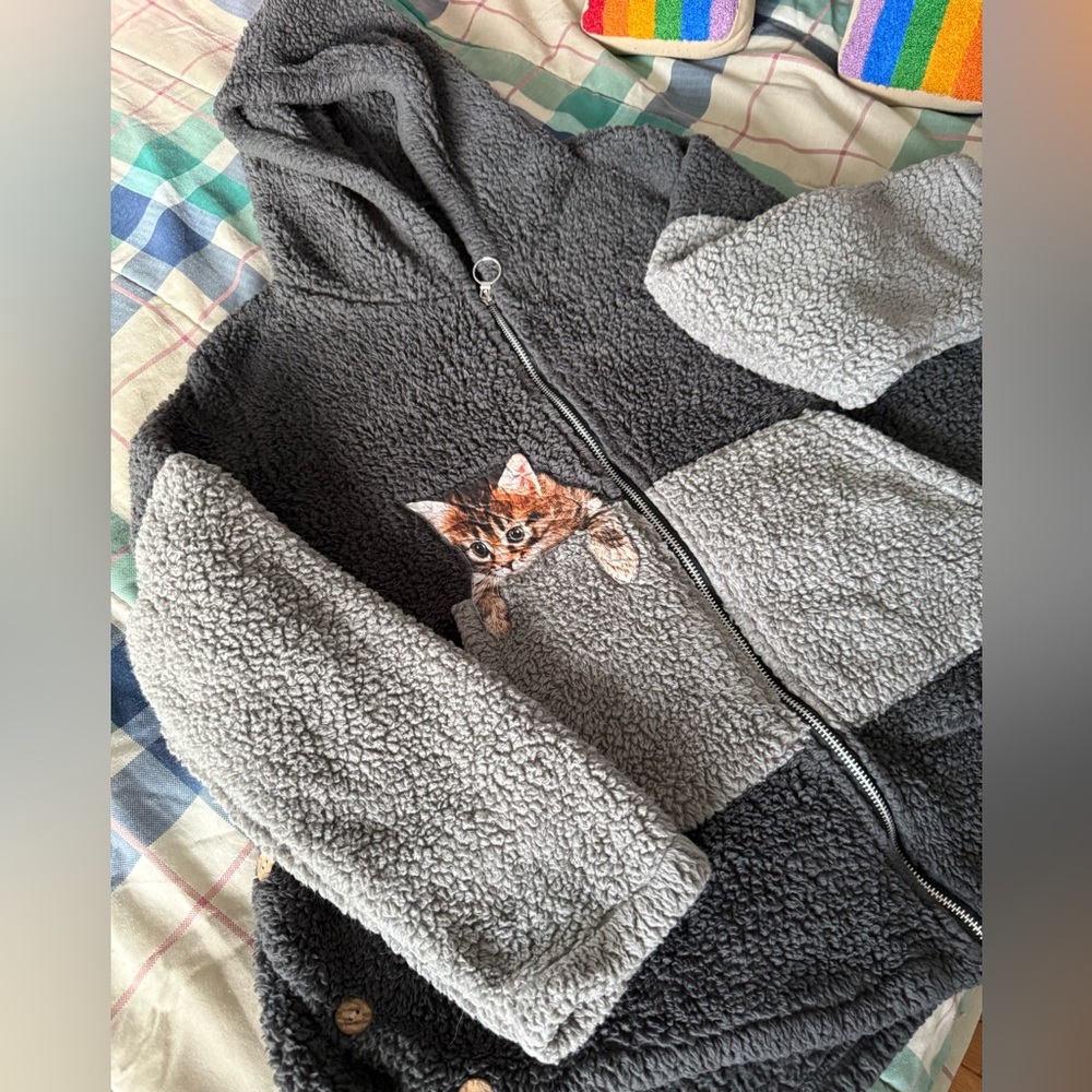 Sherpa cute cat fleece